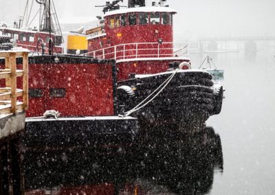 tugboat in snow